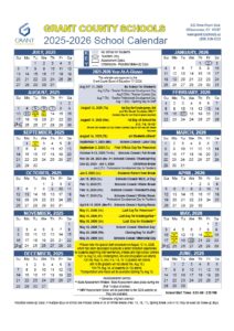 Grant County Schools calendar
