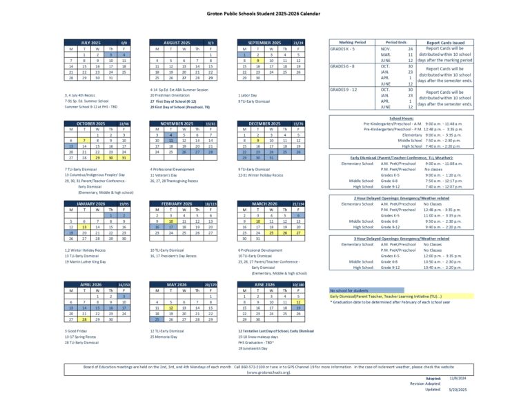 Groton Public Schools CT Calendar 25 26 Revised pdf EduCounty