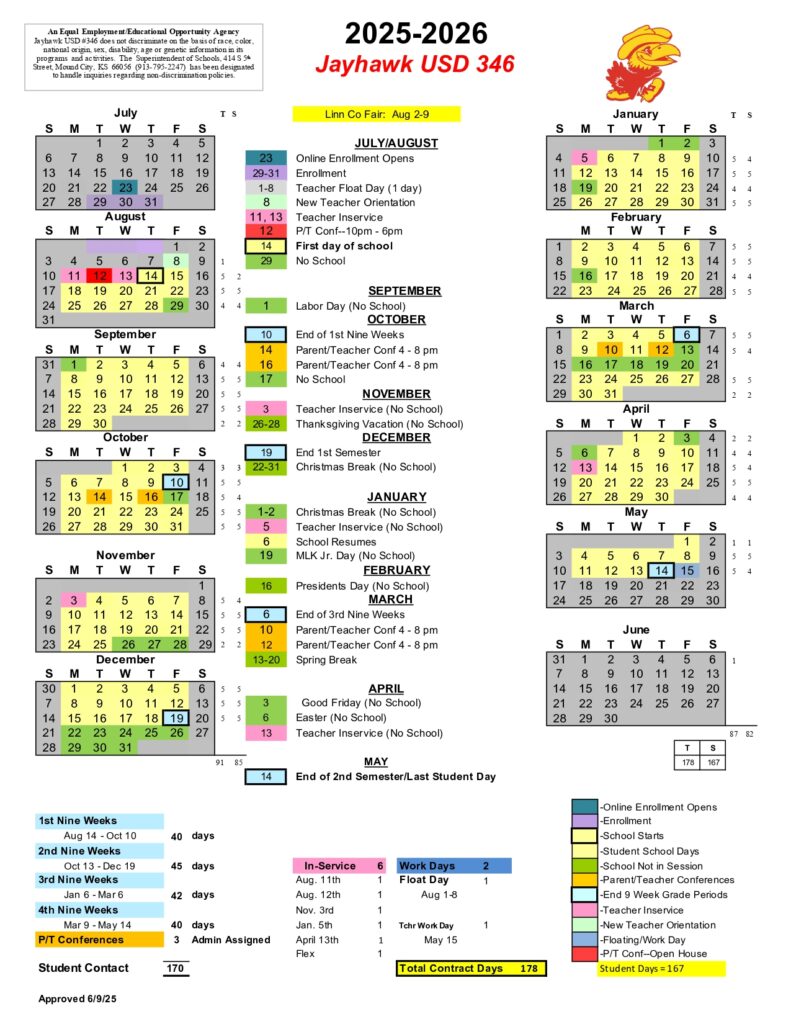 Jayhawk USD 346 calendar