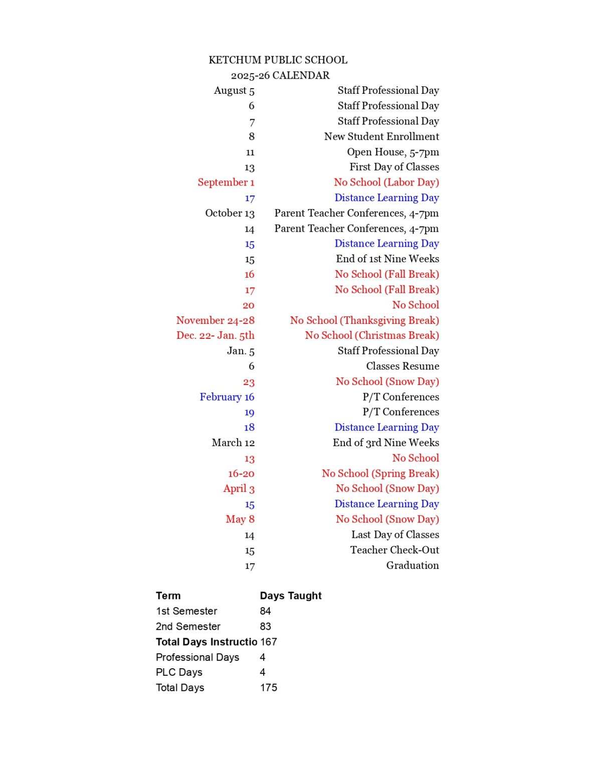 Ketchum Public Schools Calendar OK 25-26 Revised [pdf] - EduCounty