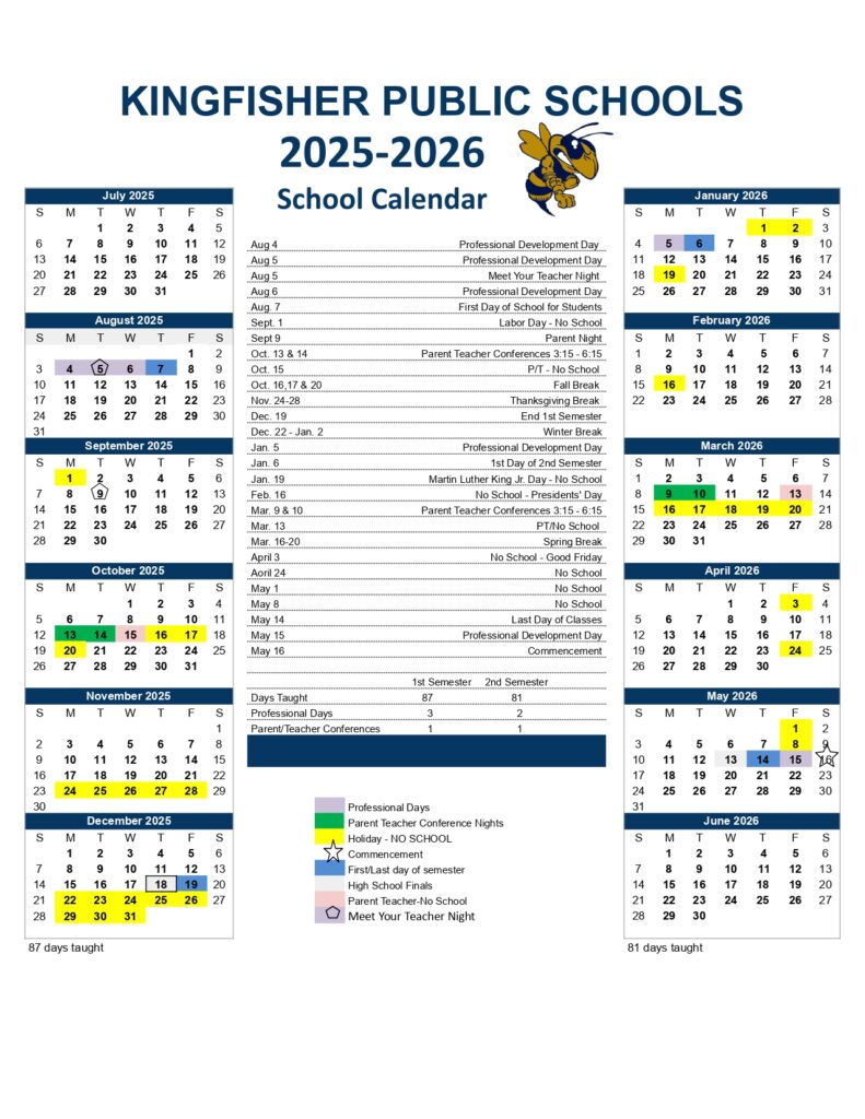 kingfisher public schools calendar