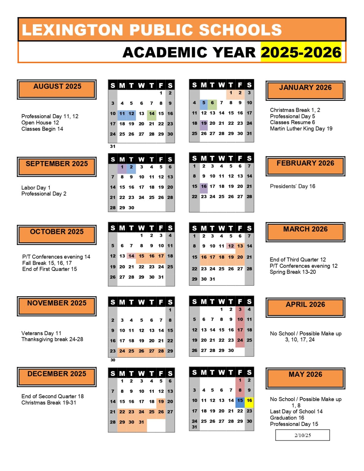 LEXINGTON PUBLIC SCHOOLS Calendar 25 26 Revised PDF EduCounty LEXINGTON PUBLIC SCHOOLS Calendar 25 26 Revised PDF EduCounty