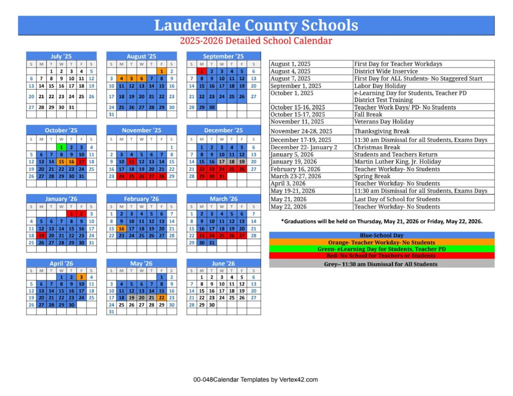 lauderdale county school system calendar