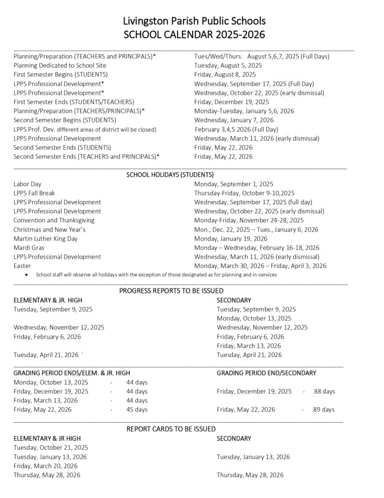 Livingston Parish Public Schools 25-26