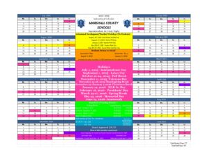 MARSHALL COUNTY SCHOOLS calendar