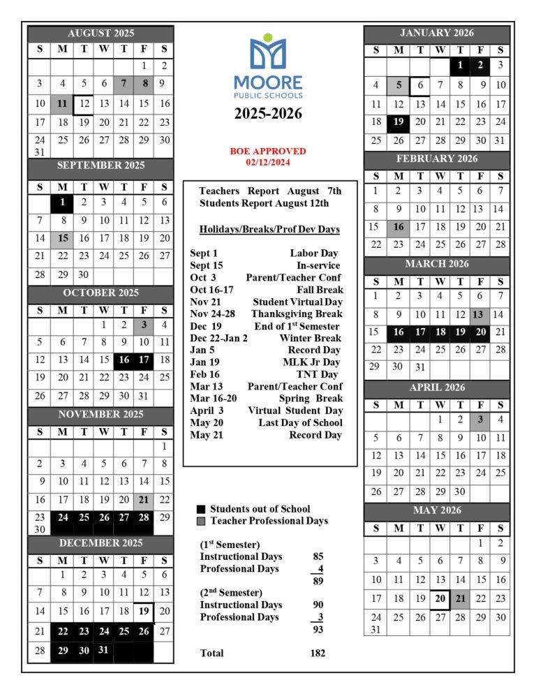 MOORE PUBLIC SCHOOLS 2526 Calendar Revised [pdf] EduCounty