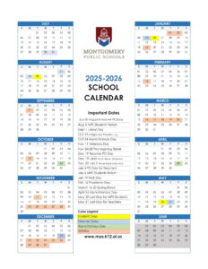 MONTGOMERY PUBLIC SCHOOLS CALENDAR