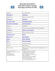 Monticello Central School District calendar