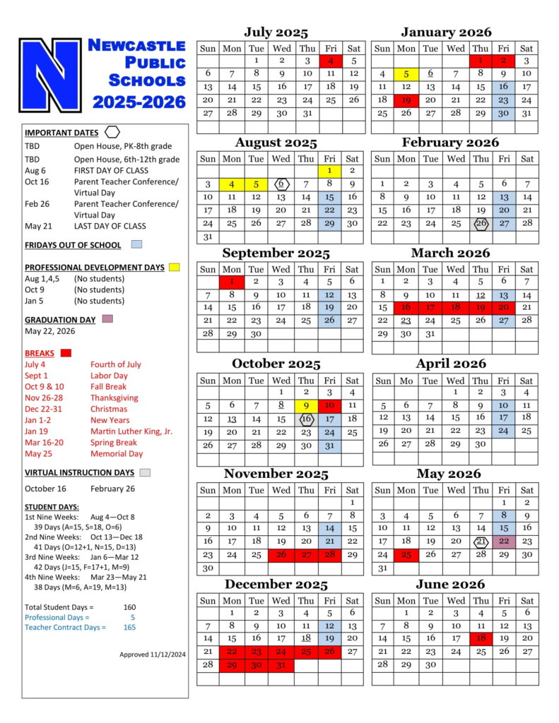 newcastle public schools calendar