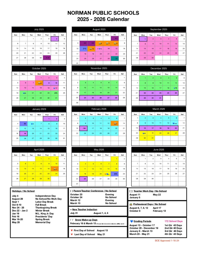 NORMAN PUBLIC SCHOOLS 25-26 calendar
