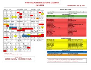 NORTH HAVEN SCHOOL Calendar