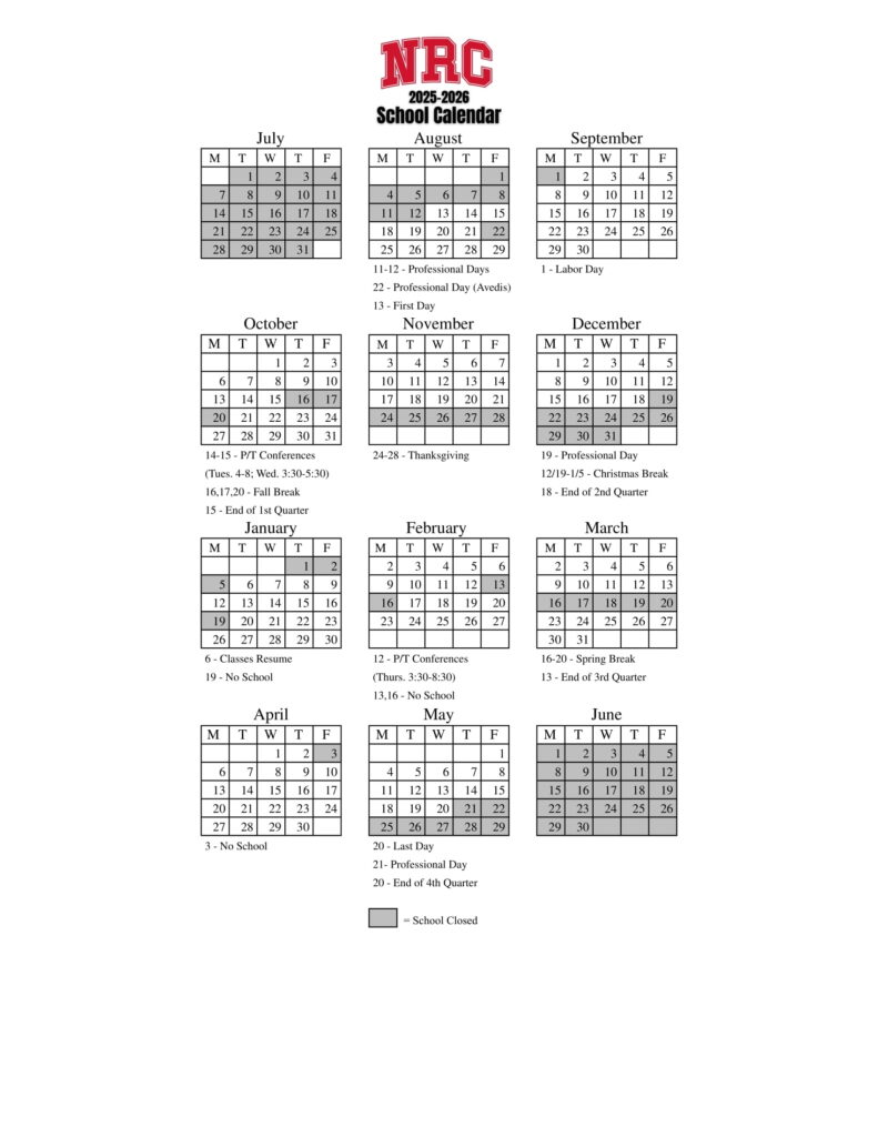 north rock creek NRC school calendar