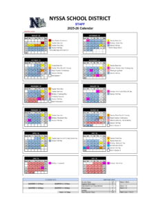 Nyssa School District 26 calendar or