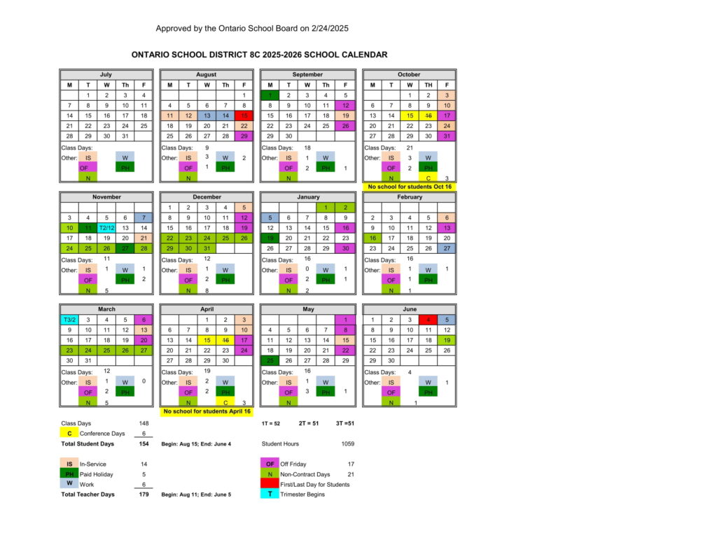 ontario school calendar