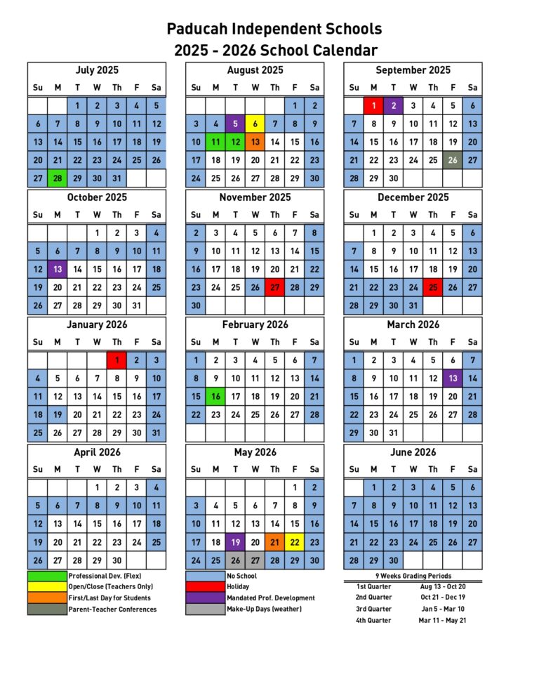 Paducah Public Schools ky Calendar 25 26 Revised PDF EduCounty