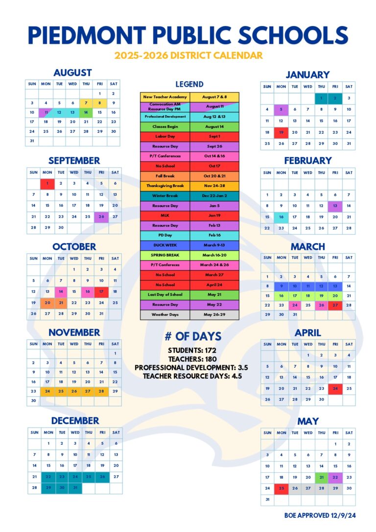 Piedmont Public Schools OK Calendar 25 26 Revised pdf EduCounty Piedmont Public Schools OK Calendar 25 26 Revised pdf EduCounty