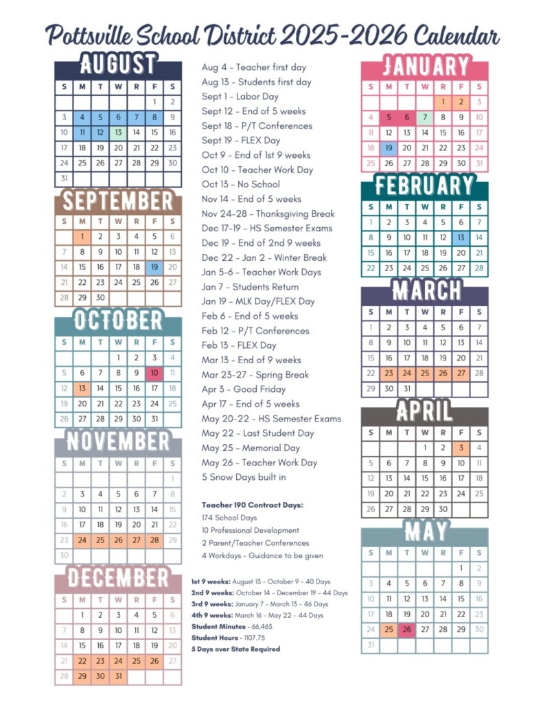Pottsville School District ar calendar