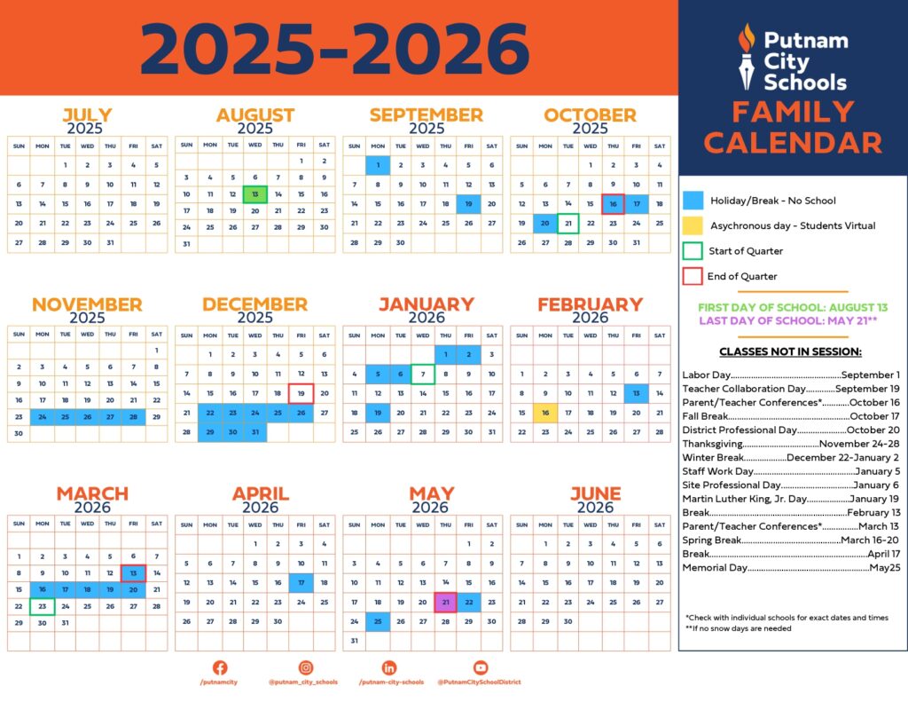 putnam city schools calendar
