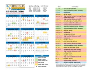 region 16 Calendar