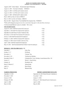 Richland Parish School Board CALENDAR