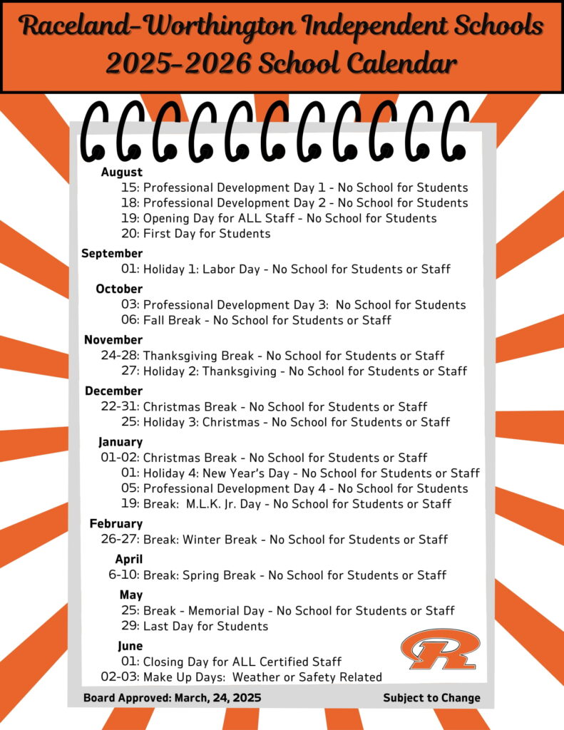 Raceland-Worthington Independent Schools CALENDAR
