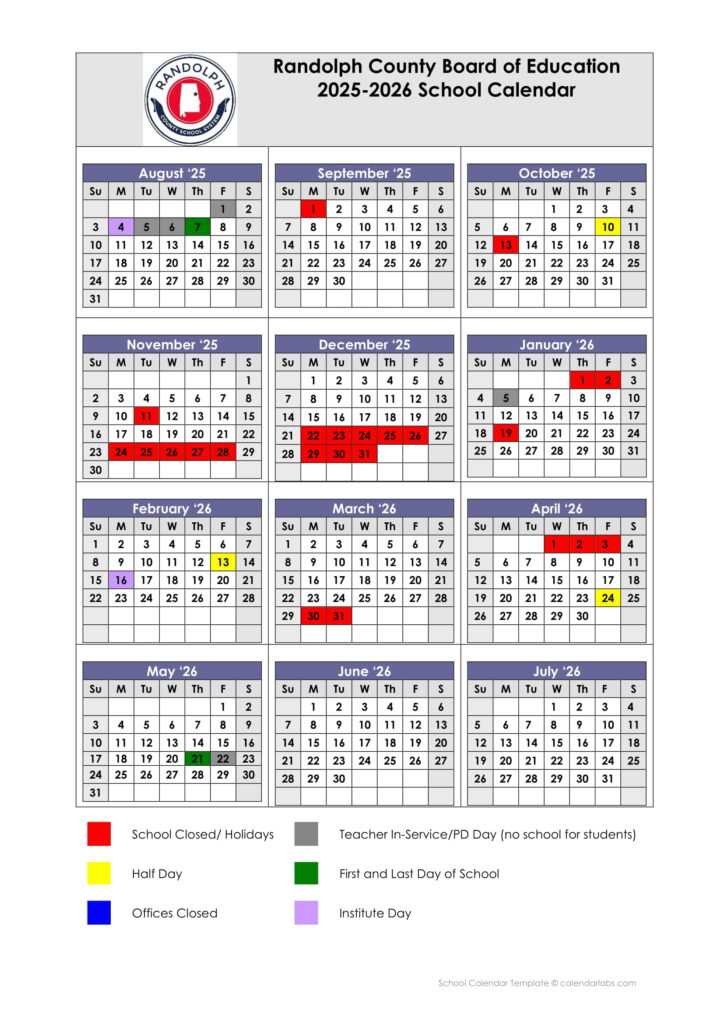 Randolph Public Schools Calendar al
