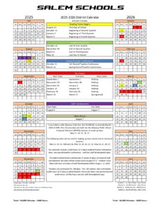 Salem School District calendar