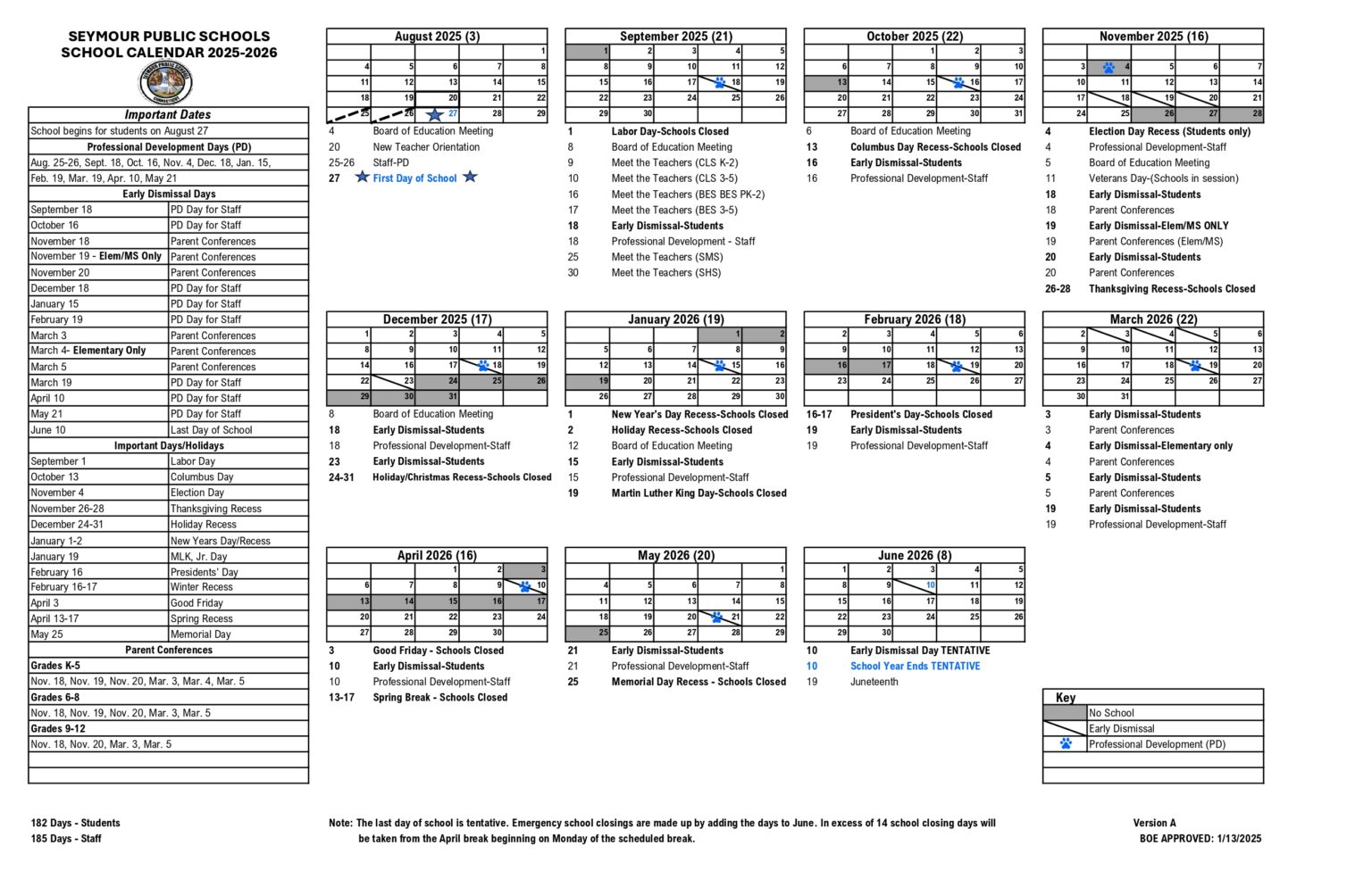 Seymour Public Schools CT Calendar 25 26 Revised pdf EduCounty Seymour Public Schools CT Calendar 25 26 Revised pdf EduCounty