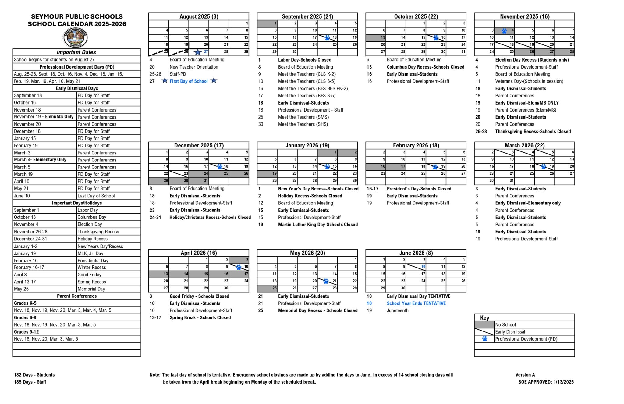 Seymour Public Schools CT Calendar 25 26 Revised pdf EduCounty Seymour Public Schools CT Calendar 25 26 Revised pdf EduCounty