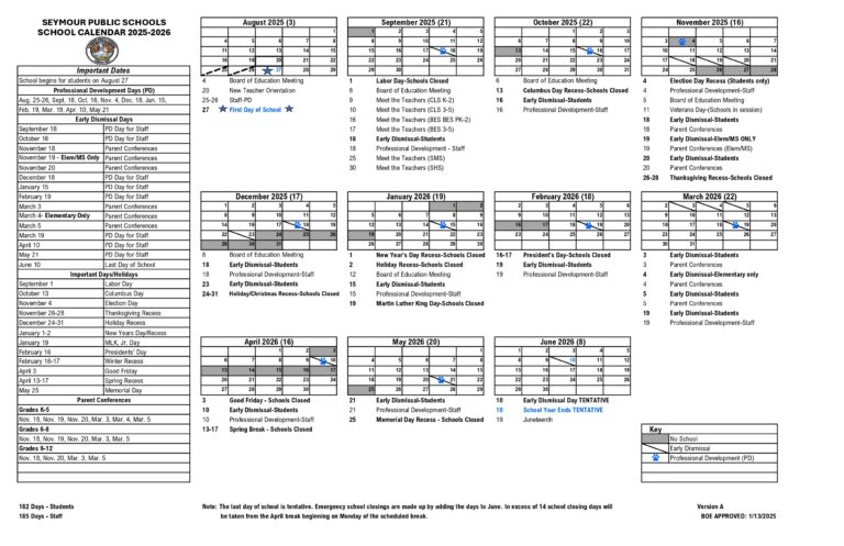 Seymour Public Schools CT Calendar 25 26 Revised pdf EduCounty Seymour Public Schools CT Calendar 25 26 Revised pdf EduCounty