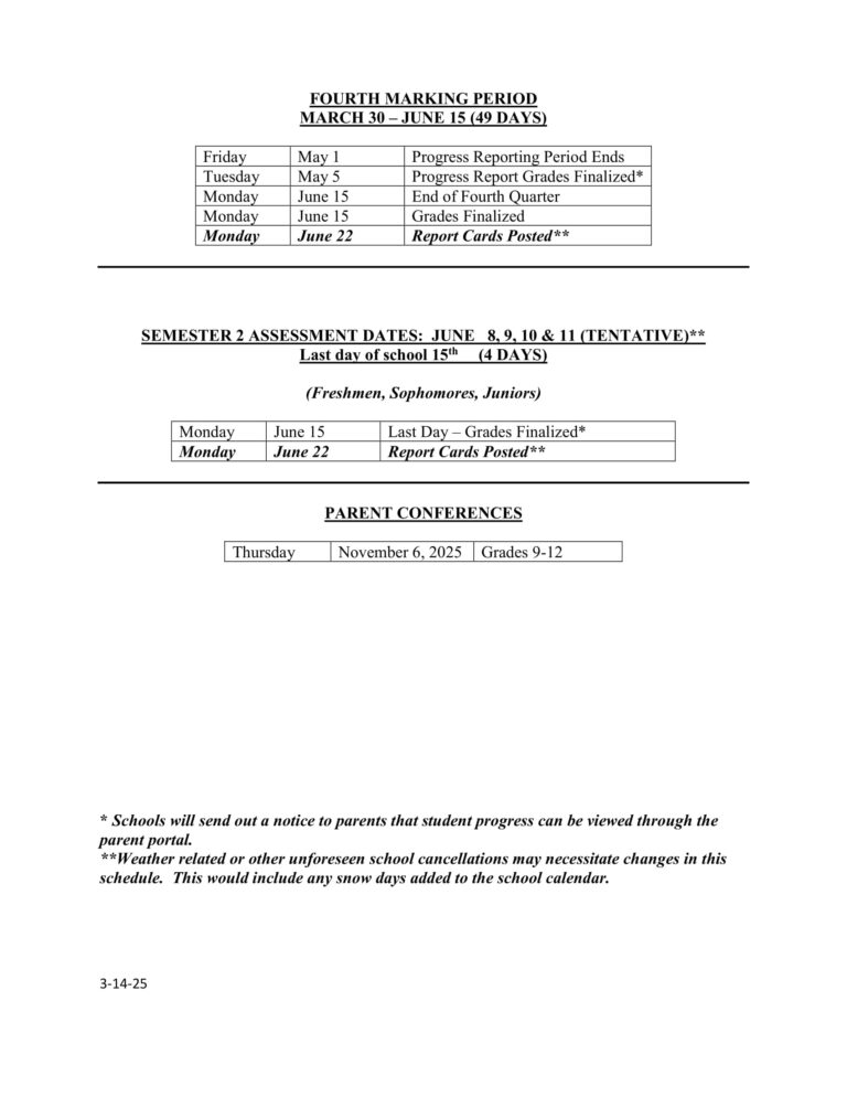 Stratford Public High School Calendar 25-26 Revised [pdf] - EduCounty