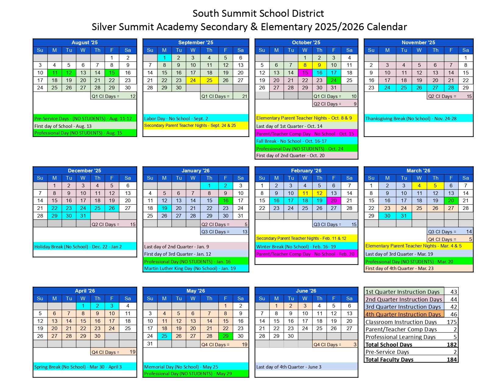 Silver Summit Schools UT Calendar 25-26 Revised [pdf] - EduCounty