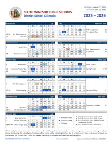 South Windsor Public Schools calendar