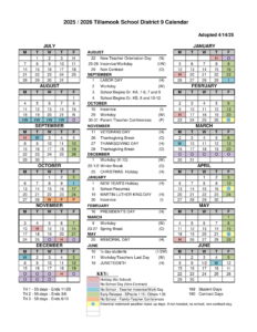 tillamonk school calendar