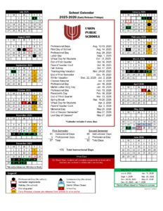 Union Public Schools CALENDAR OK