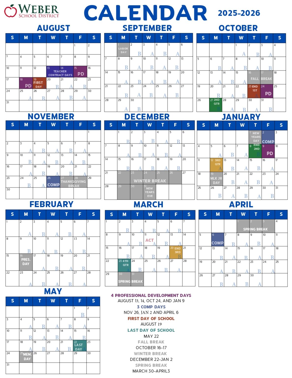 Weber School District UT Calendar 25 26 Revised pdf EduCounty weber-school-district-ut-calendar-25-26-revised-pdf-educounty