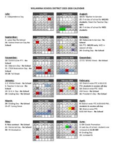 WILLAMINA SCHOOL DISTRICT CALENDAR