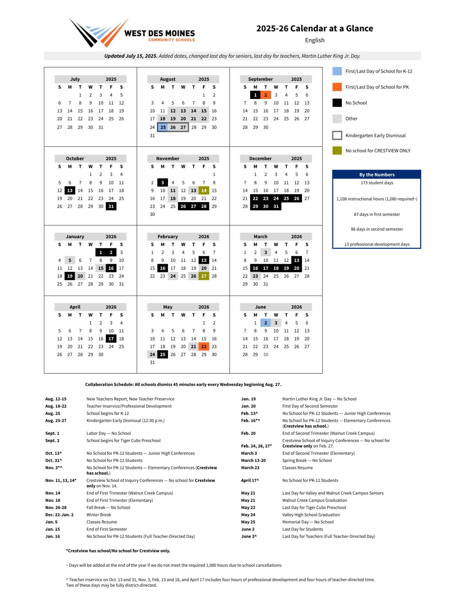 West Des Moines Community Schools IA Calendar 25 26 Revised pdf