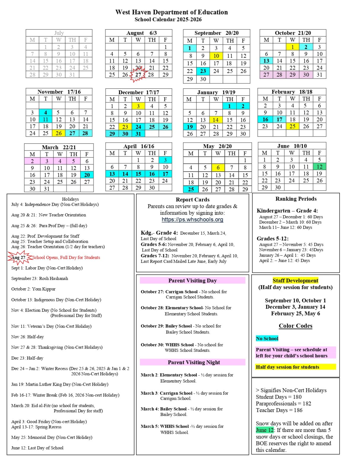 West Haven Public Schools CT Calendar 2526 Revised [pdf] EduCounty