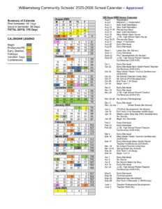 williamsburg community schools calendar