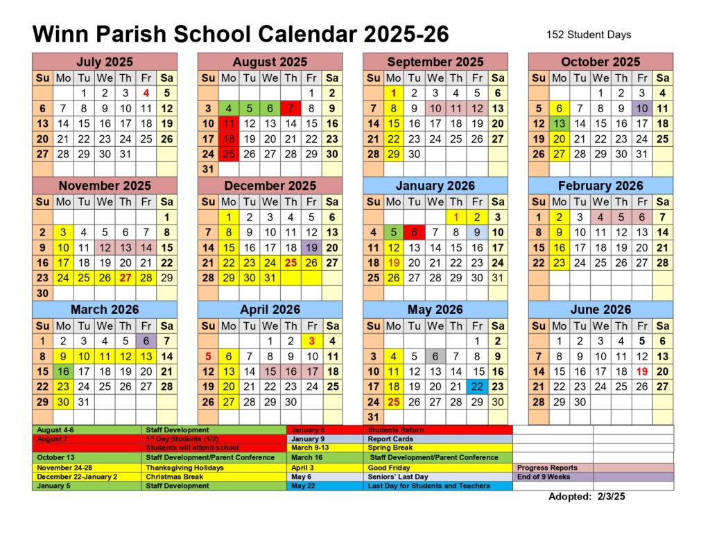 winn parish school system calendar