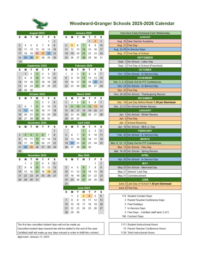 Woodward-Granger Community School District calendar