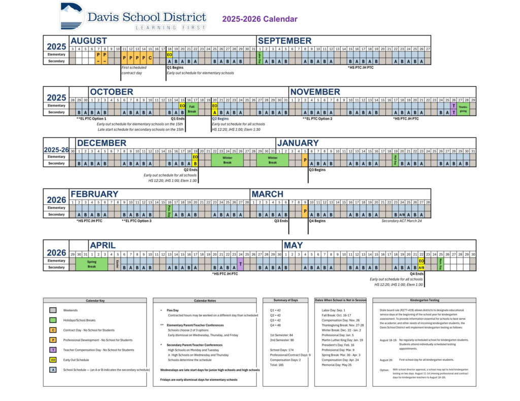 davis school district calendar
