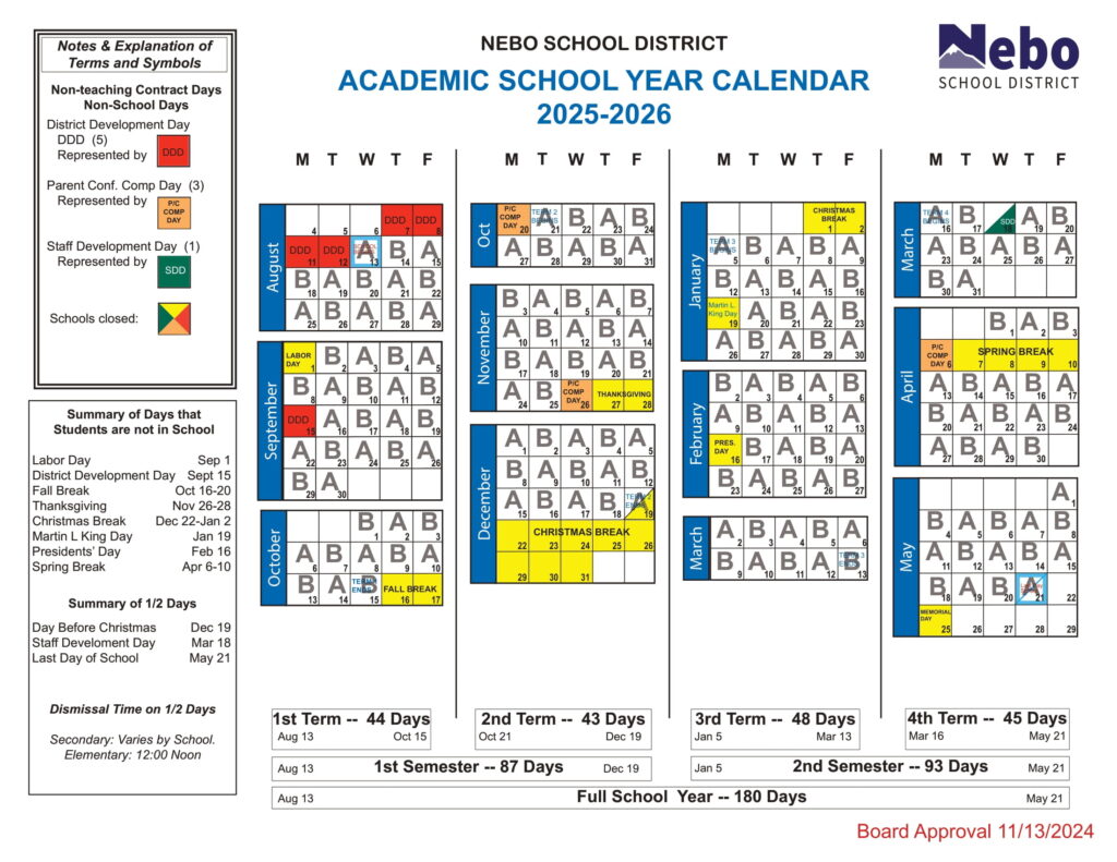NEBO SCHOOL CALENDAR