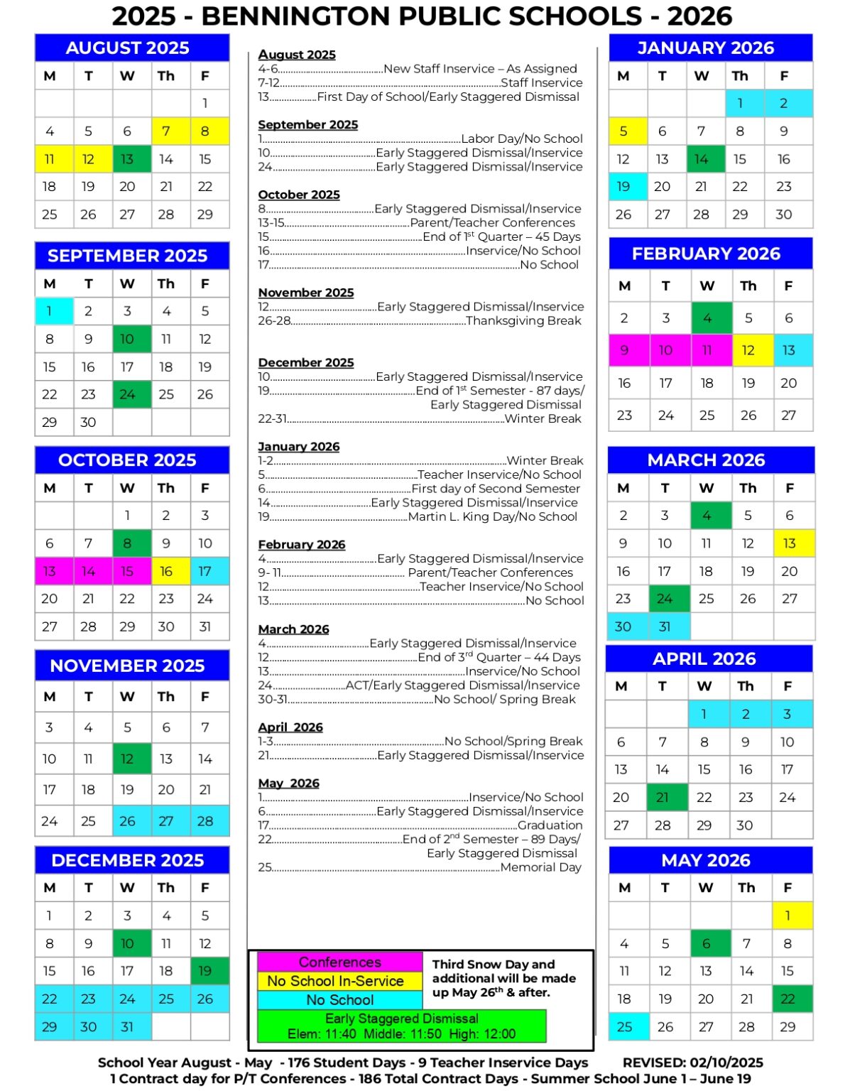 Bennington Public Schools Calendar 25 26 Revised pdf EduCounty