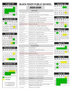 Black River Public School calendar
