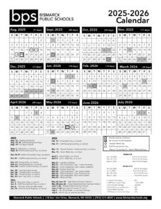 Bismarck School District 1 calendar