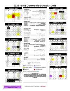 Blair Community Schools calendar