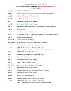 Cheboygan Area Schools mi calendar