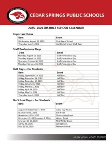 Cedar Springs Public Schools 25-26,1